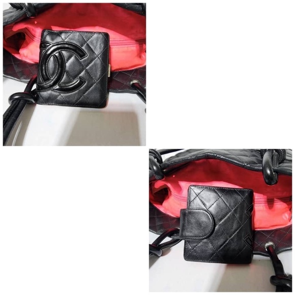 Authentic CHANEL Calfskin Quilted Large Cambon Tote Bag Black and Wallet - Picture 7 of 16